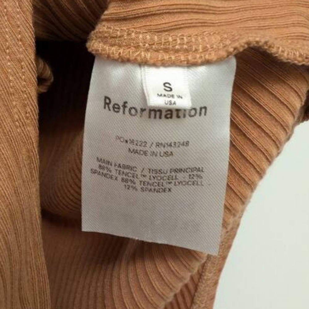 REFORMATION Rita Ribbed Stretch-Tencel Lyocell Bodysuit Size Small - Picture 7 of 8